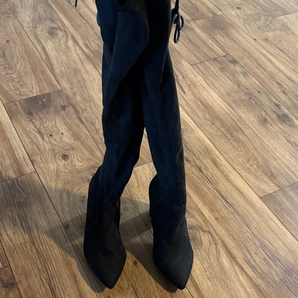 JustFab Black Over the Knee Boots